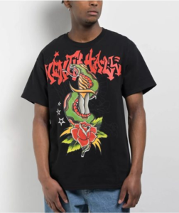 Ninth Hall Premium Black Snake Rose Graphic T-Shirt