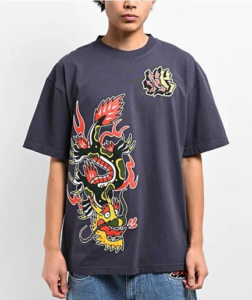 Ninth Hall Premium Grey Dragon Graphic Streetwear T-Shirt