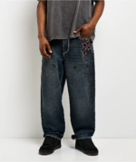 Ninth Hall Premium Dark Wash Cross Scroll Denim Jeans