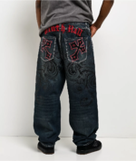 Ninth Hall Premium Dark Wash Cross Scroll Denim Jeans