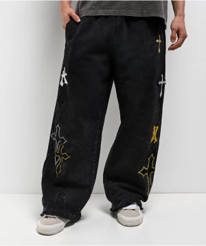 Ninth Hall Premium Black Multi Cross Sweatpants