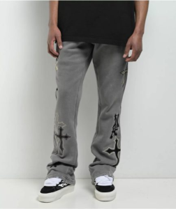 Ninth Hall Premium Grey Cross Graphic Streetwear Sweatpants