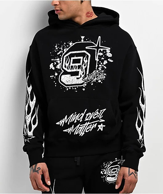 Ninth Hall Flame Black Boxy Hoodie Ninth Hall Flame Black Boxy Hoodie