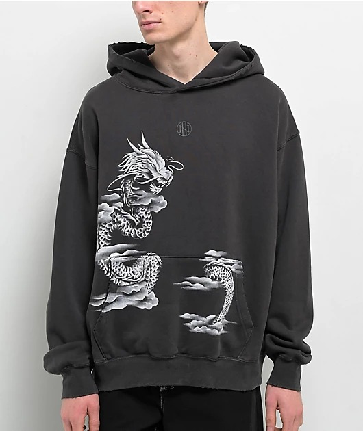 Vintage Black Dragon Oversized Streetwear Hoodie Vintage Black Dragon Oversized Streetwear Hoodie