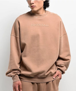 Ninth Hall Tan Logo Crewneck Streetwear Sweatshirt