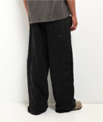 Ninth Hall Premium Black Ribbed Panel Sweatpants
