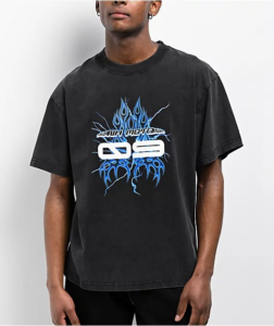 Upgrade your casual look with the Ninth Hall Premium Black Moto Graphic Streetwear T-Shirt, featuring striking blue graphics and soft fabric.