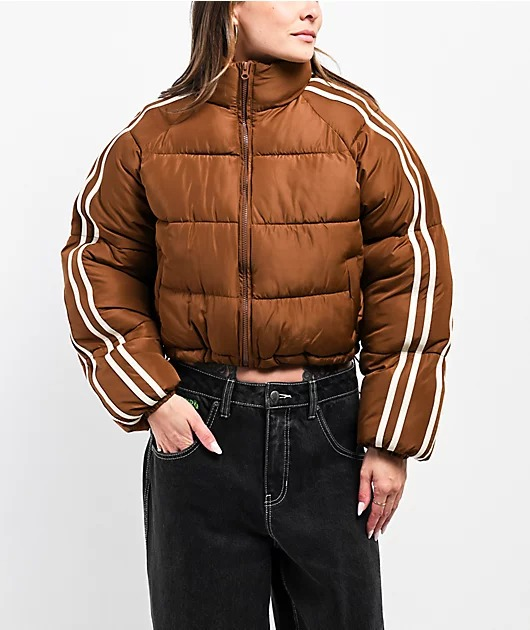Ninth Hall Striped Brown Cropped Puffer Jacket Ninth Hall Striped Brown Cropped Puffer Jacket