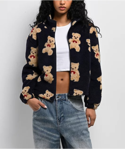 Ninth Hall Teddy Bear Navy Sherpa Zip Jacket