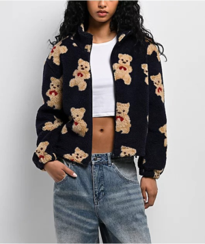 Ninth Hall Teddy Bear Navy Sherpa Zip Jacket