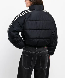 Ninth Hall Striped Black Cropped Puffer Jacket