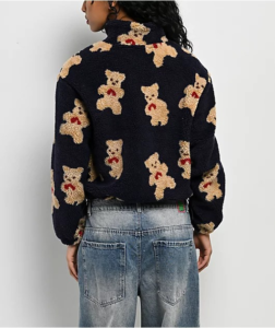 Ninth Hall Teddy Bear Navy Sherpa Zip Jacket